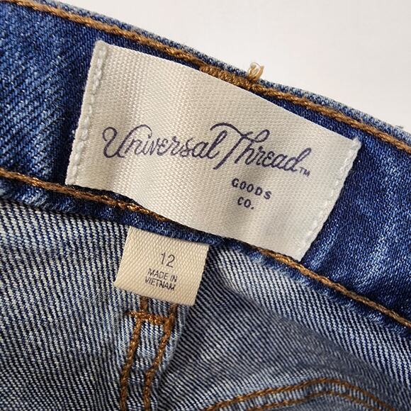 Universal Thread Denim Midi Skirt Size 12 34" Blue Medium Wash Button Front Slit - Picture 7 of 8